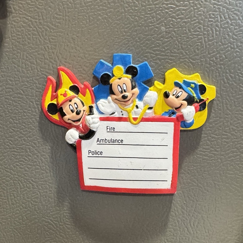 Vintage Disney Mickey Mouse Emergency Phone Number Magnet 1995
